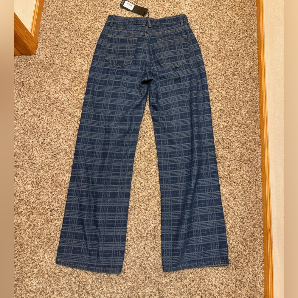 Lioness Plaid Denim Jeans NWT Size XS - Picture 2 of 3